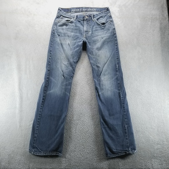 VTG American Eagle Jeans Mens 32x36 Blue Low Rise Bootcut Dark Wash Y2K Denim - Picture 1 of 12